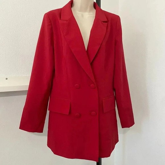 ASOS 4th & Reckless Blazer 90s Relaxed Double Breasted Office Siren New - Picture 7 of 14